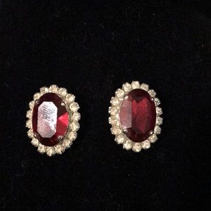 Ruby rhinestone earrings